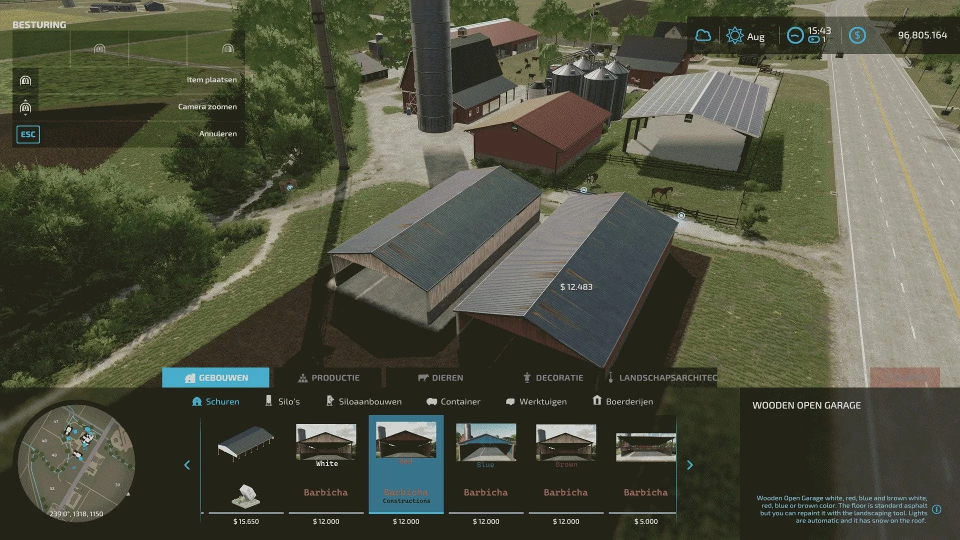WOODEN OPEN GARAGE (WHITE, BROWN, RED AND BLUE) V2.0 FS22 FS22 Mod Free Download