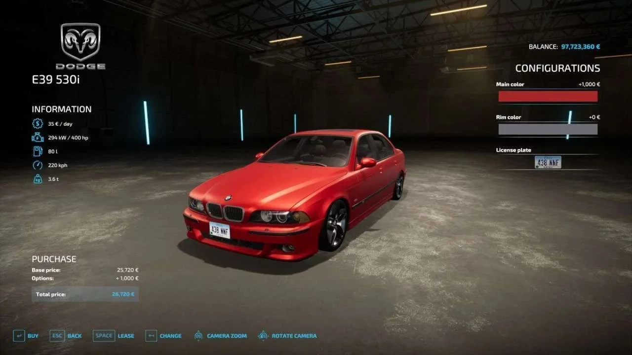 BMW E39 v1.5 FS22 FS22 Mod Free Download