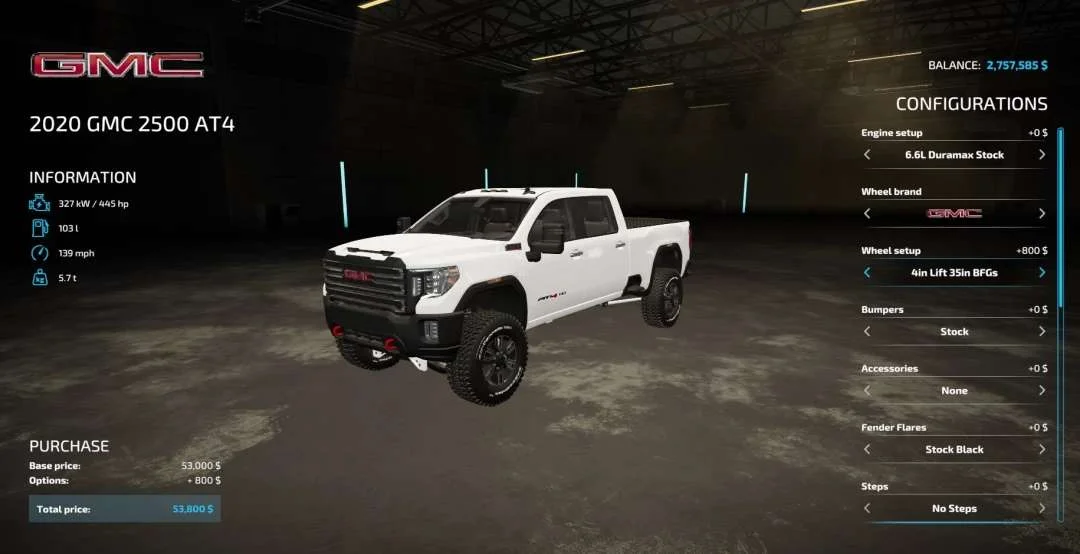 Gmc Sierra 2500 at4 v1.0 FS22 FS22 Mod Free Download