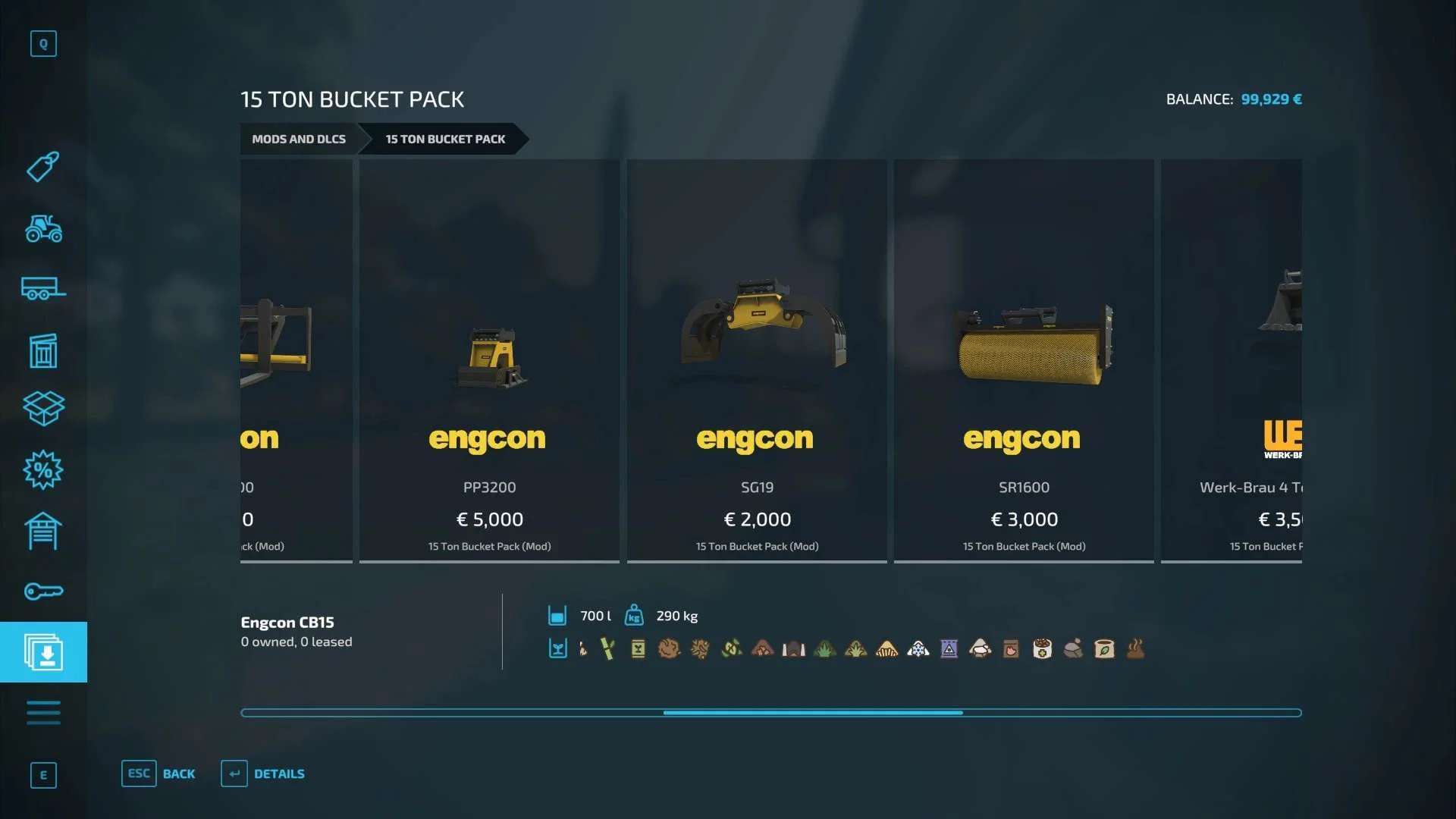 15 Ton Bucket Pack v1.0 FS22 FS22 Mod Free Download
