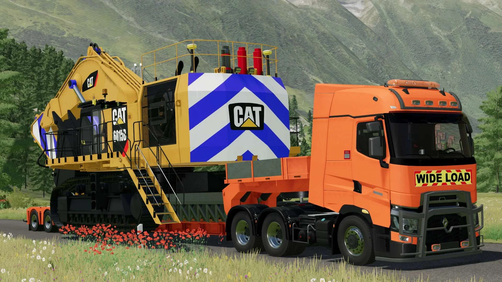 CAT 6015B + 5 Axle Low Loader V1.0 FS22 FS22 Mod Free Download