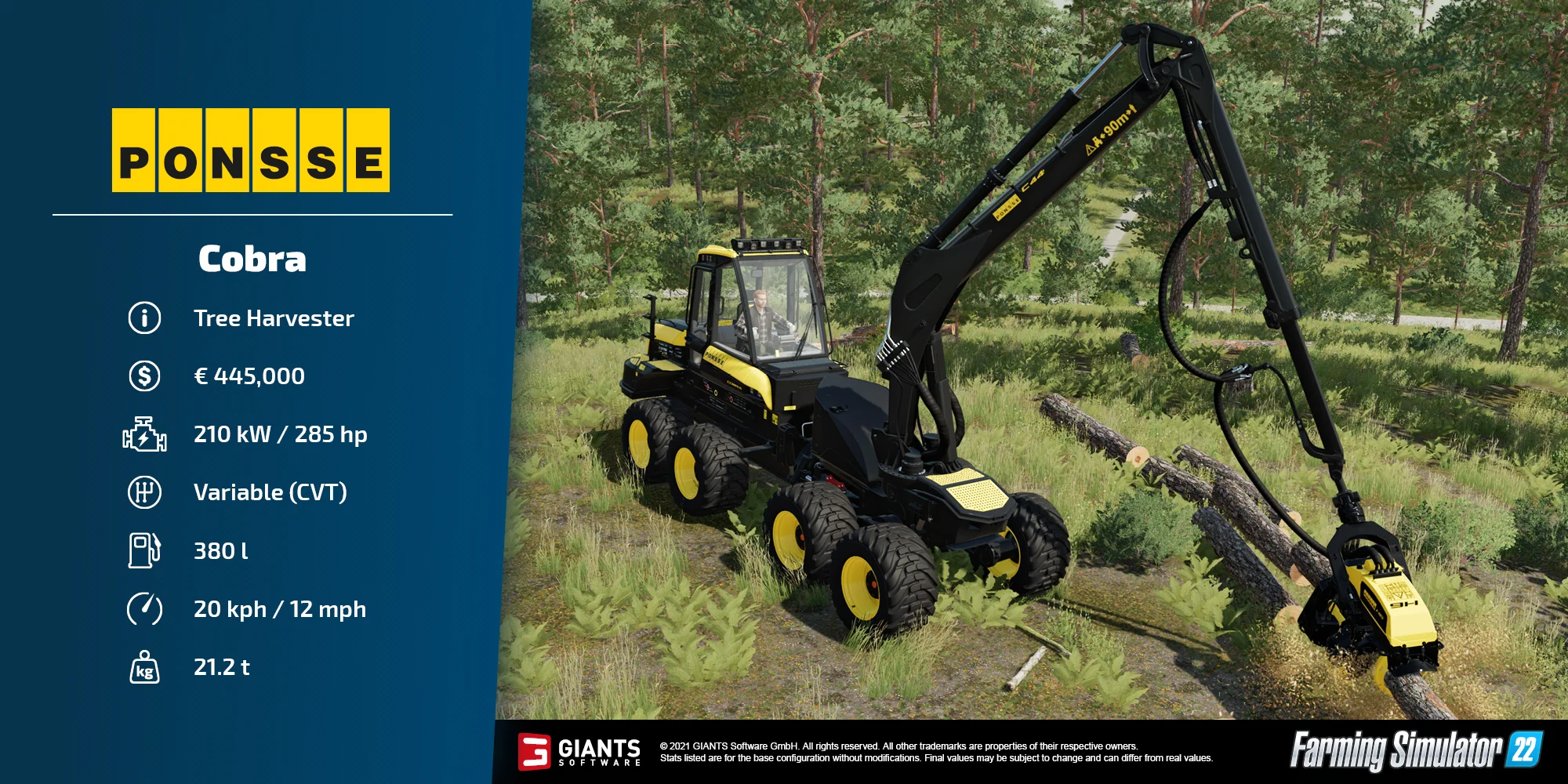 Ponsse Cobra Harvester in Farming Simulator 22 FS22 Mod Free Download