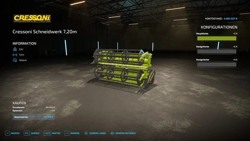 Cressoni cutter bar 7.20m V1.0 FS22 FS22 Mod Free Download