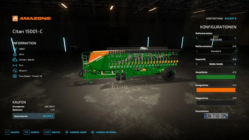 Amazone Citan 15001 Multifruit v1.0 FS22 FS22 Mod Free Download