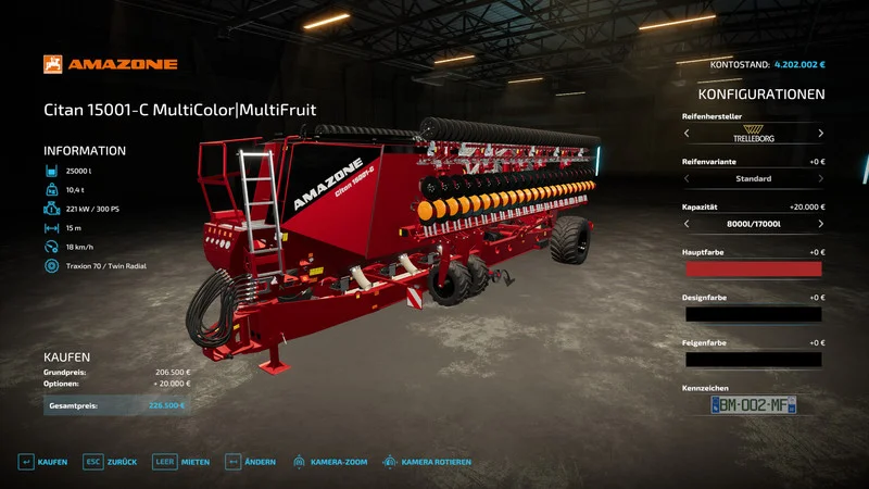 Amazone Citan15001C MultiFruit V1.0 FS22 FS22 Mod Free Download