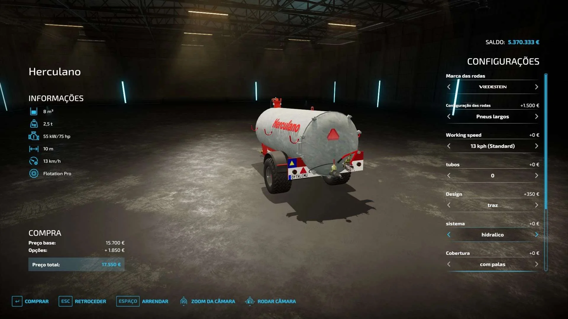 Cisterna Herculano 8000l v1.1 FS22 FS22 Mod Free Download