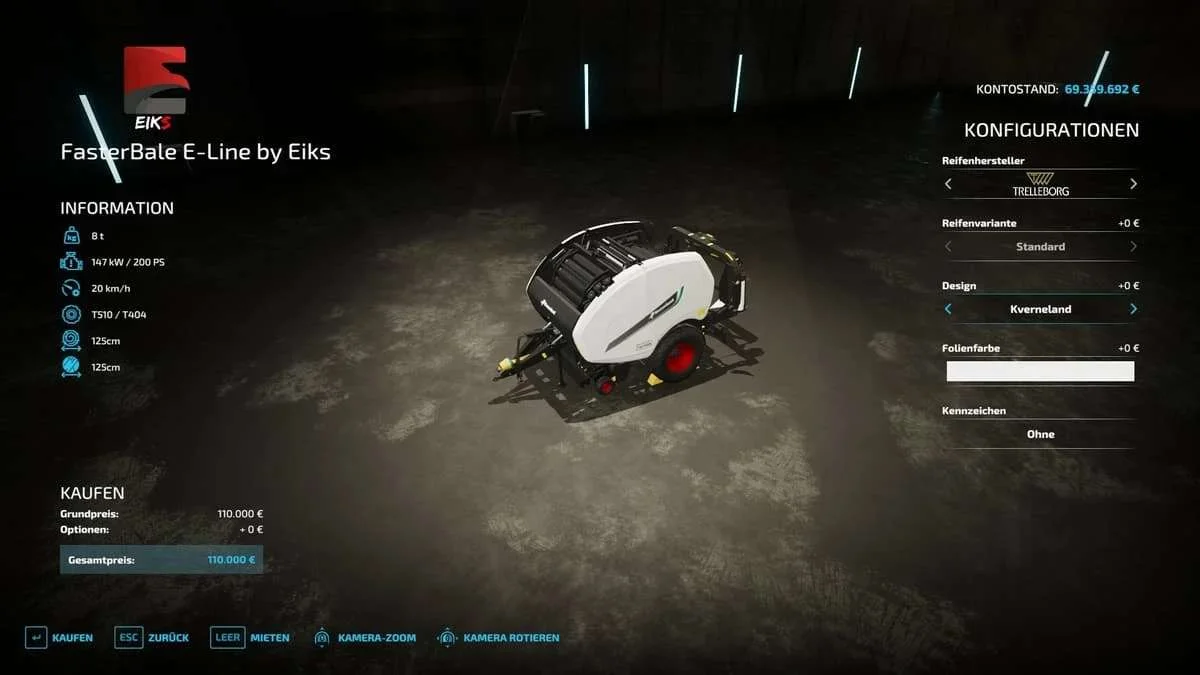 Faster Bale E-Line by Eiks v1.0 FS22 FS22 Mod Free Download