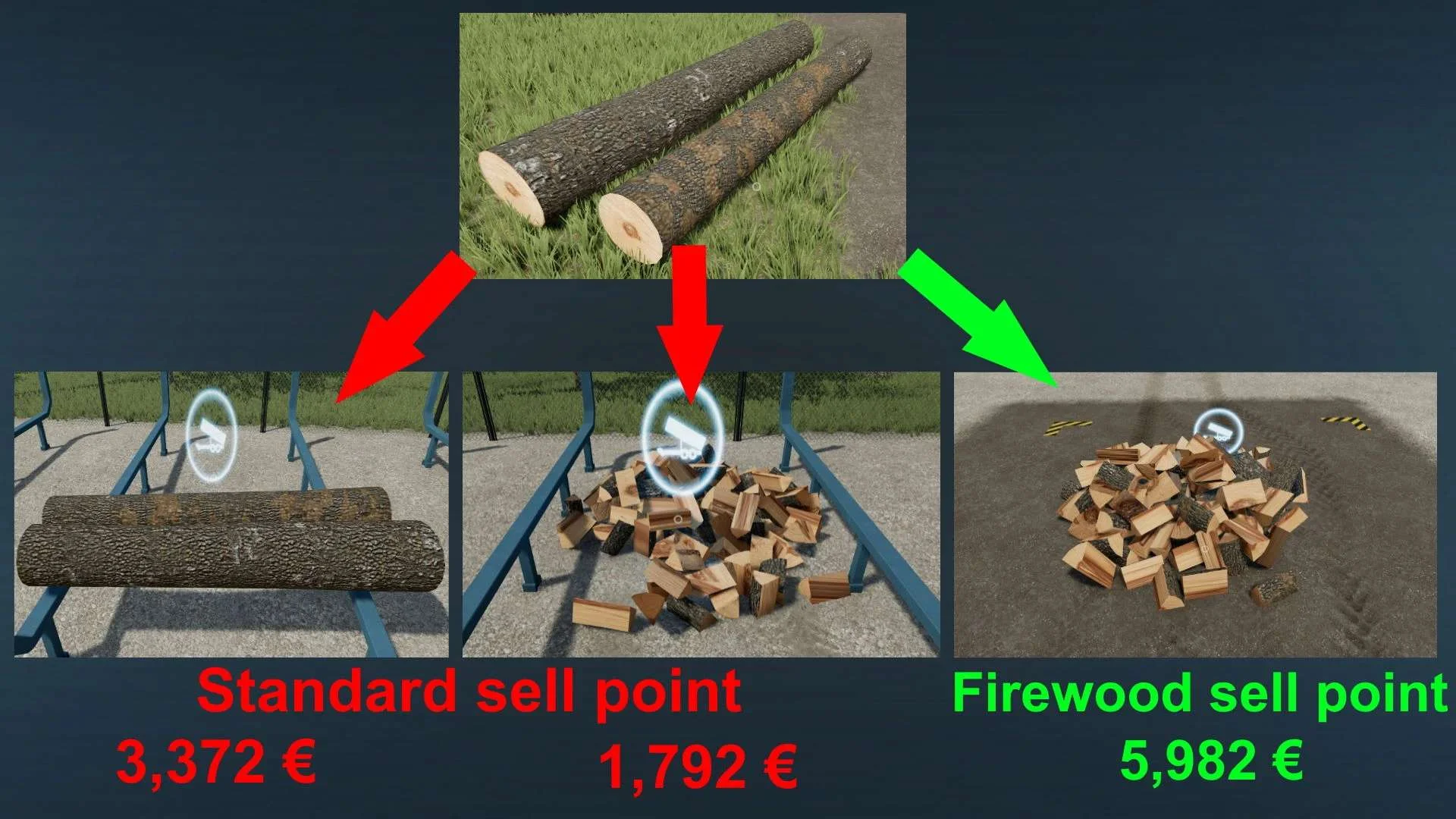 Firewood Processor And SellPoint v1.1 FS22 FS22 Mod Free Download