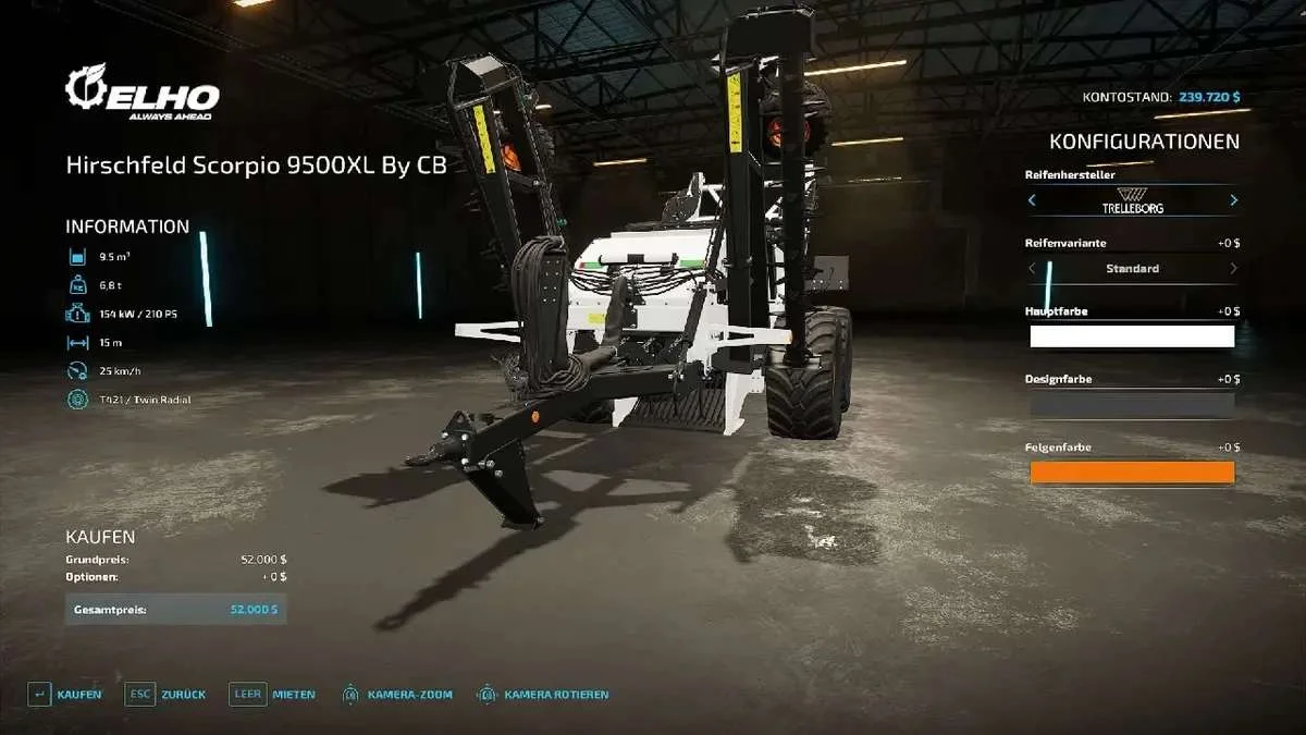 Hirschfeld Scorpio 9500XL v1.0 FS22 FS22 Mod Free Download
