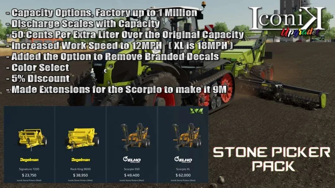 Iconik Stone Picker Pack v1.0 FS22 FS22 Mod Free Download
