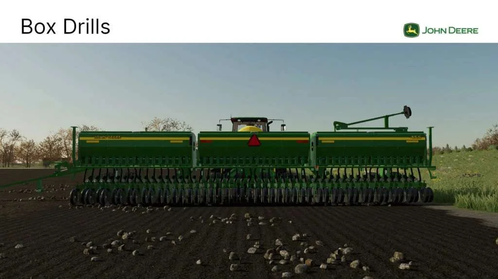 John Deere 455 3 Section Box Drill v1.0 FS22 FS22 Mod Free Download