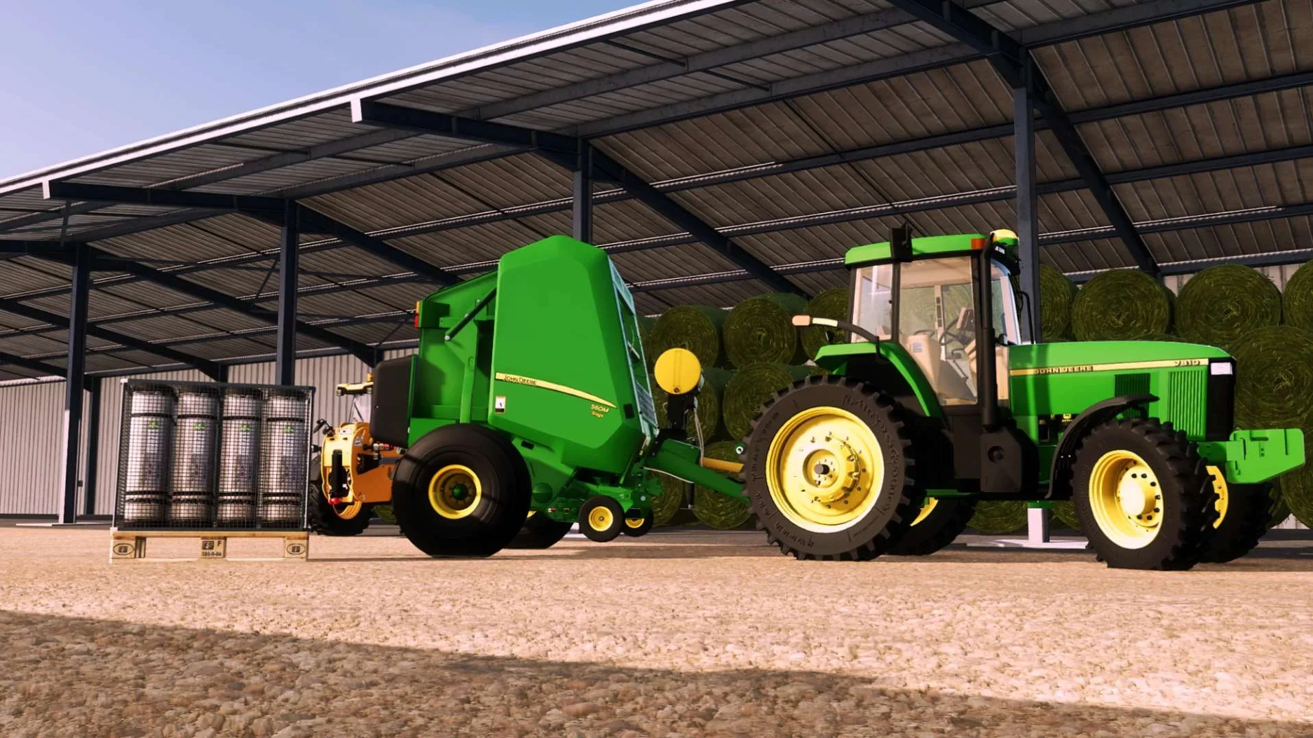 John Deere 560M with Net Wrap Addon v1.0 FS22 FS22 Mod Free Download