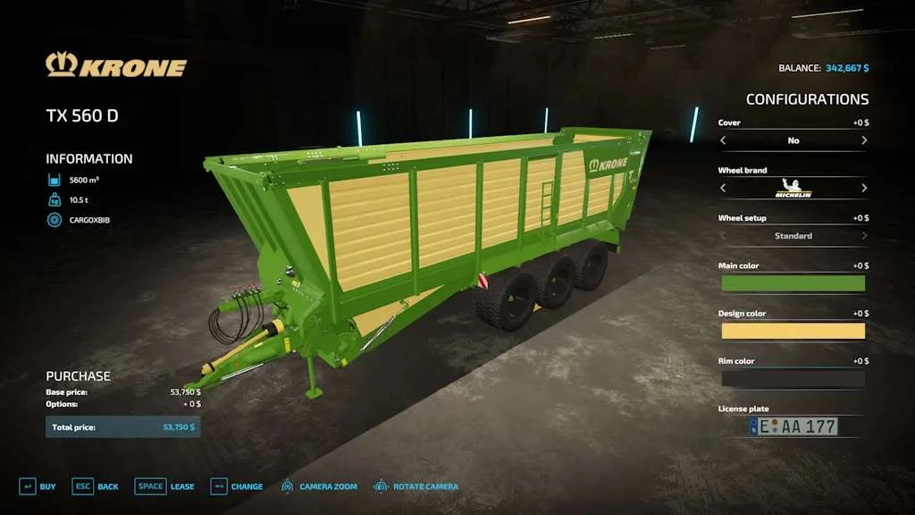 Krone TX 560 D Rust Edition v1.1 FS22