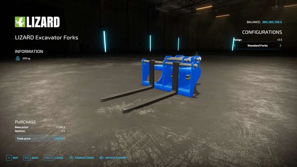 LIZARD Excavator Forks v1.0 FS22