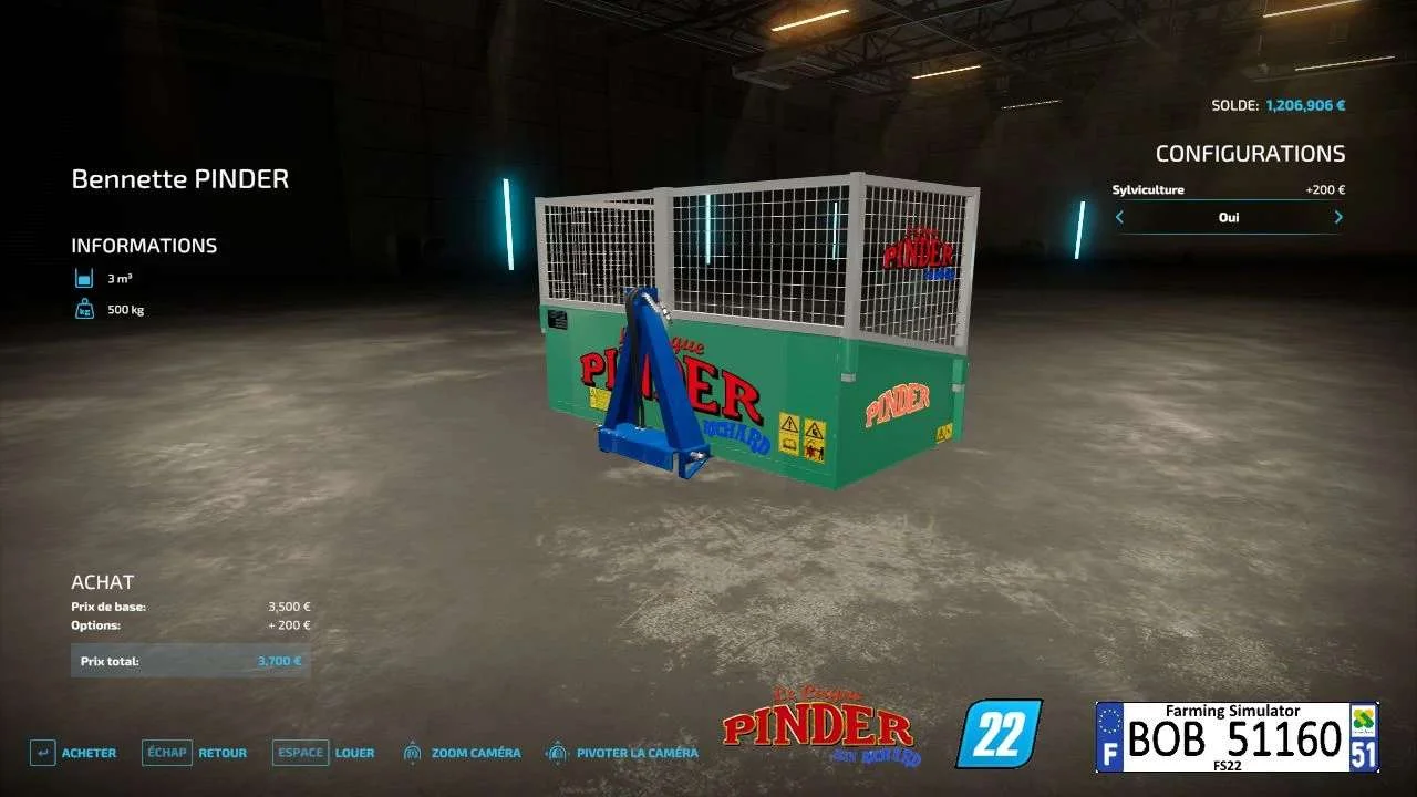 Pinder 3 point trailer v1.0 FS22