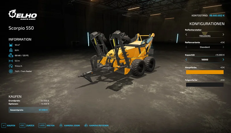 Scorpio 550 (Colors and capacity configuration) V1.0.2 FS22 FS22 Mod Free Download