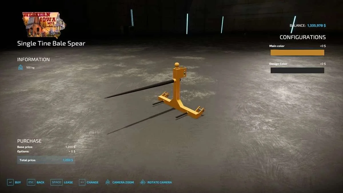 Single tine bale spear v1.0 FS22 FS22 Mod Free Download