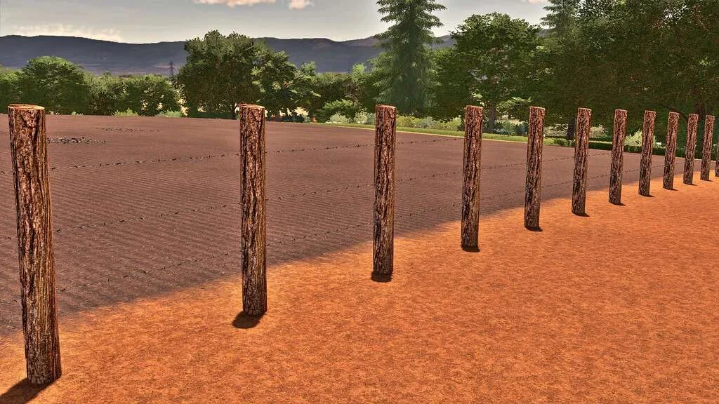 Barbed Wire Fence And Wooden Gate v1.0 FS22