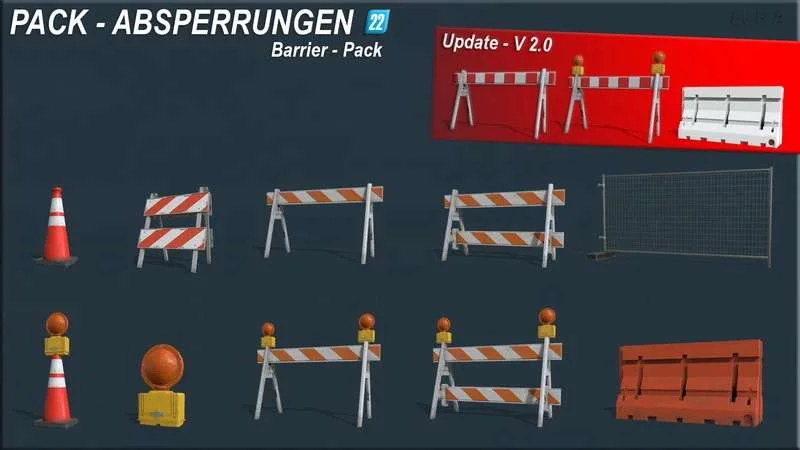 BARRIER Pack v2.0 FS22 FS22 Mod Free Download
