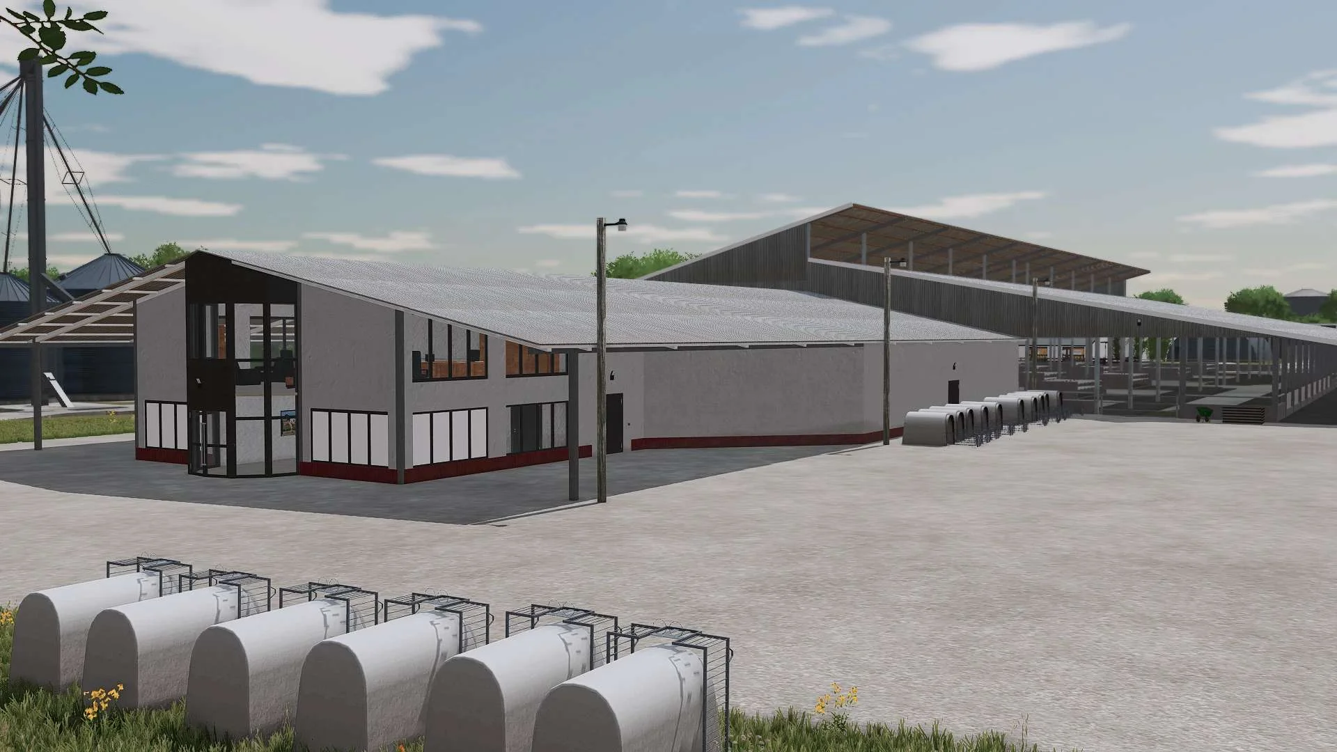 Large scale Dairy barn with rotary parlor v1.0 FS22