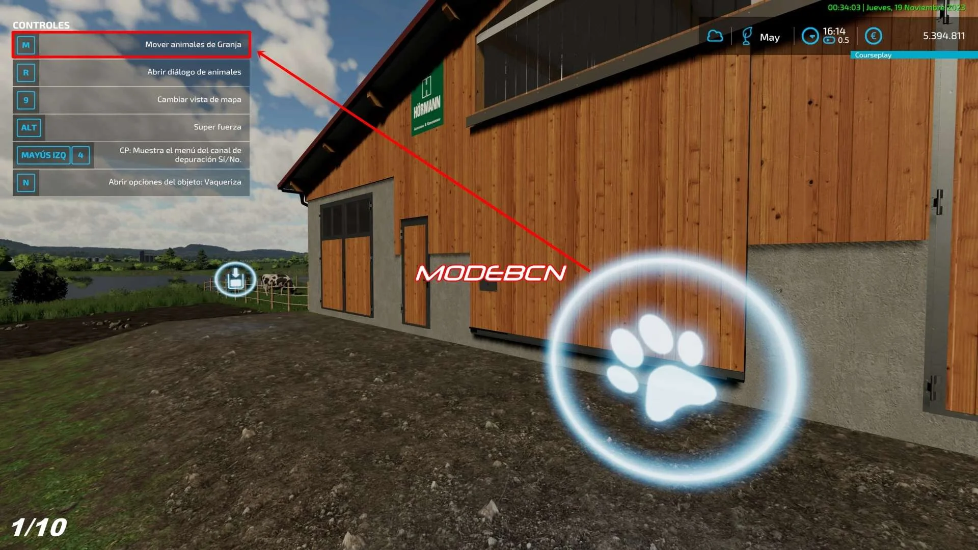 Move Husbandry Animals ESPANOL V1.0 FS22