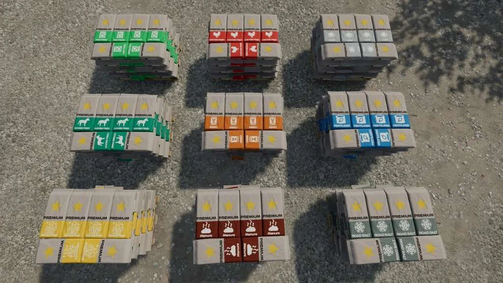 Package Of Premium Pallets And Bags v1.0 FS22 FS22 Mod Free Download