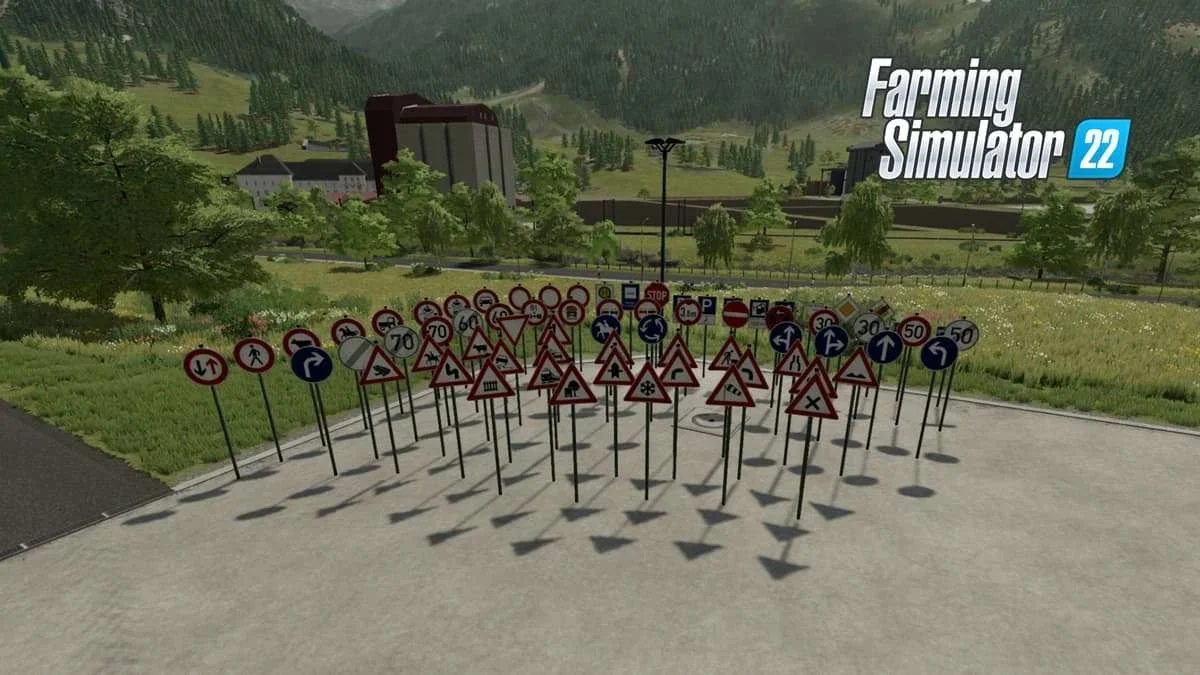 Road Sign Pack v1.0.0.1 FS22 FS22 Mod Free Download