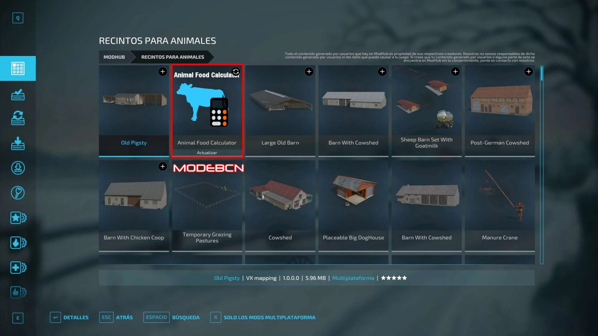 Animal Food Calculator ESPANOL v1.0.0.1 FS22