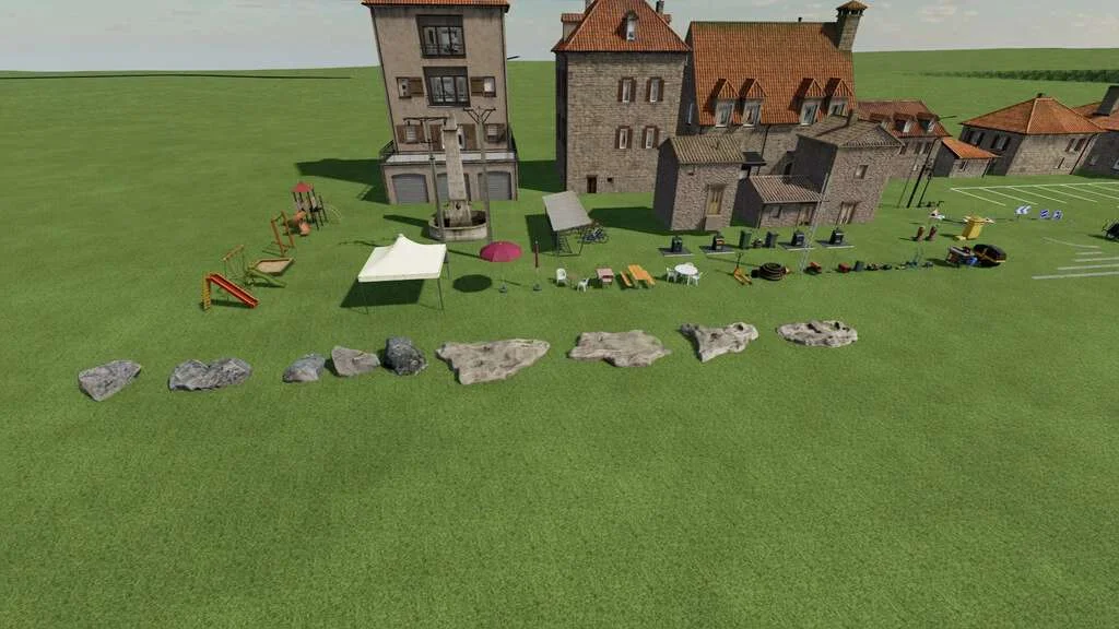 Big Deco Pack (Prefab*) v1.0 FS22 FS22 Mod Free Download
