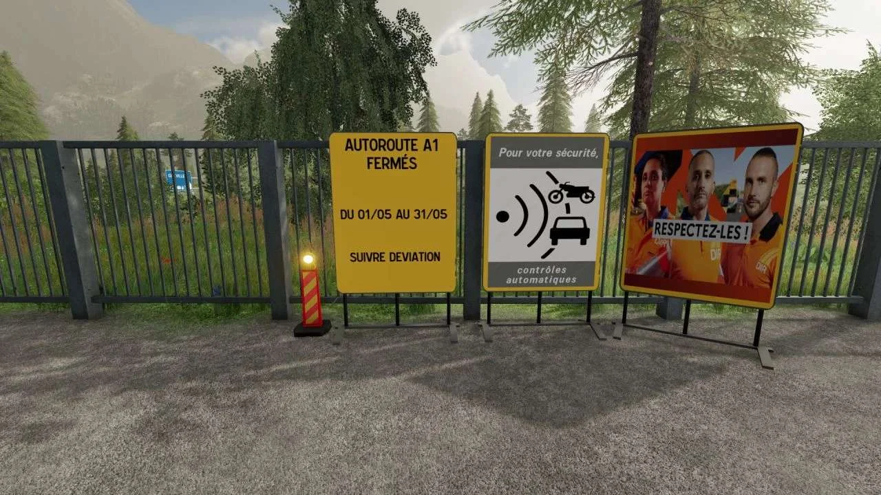 Construction signs v1.0 FS22 FS22 Mod Free Download