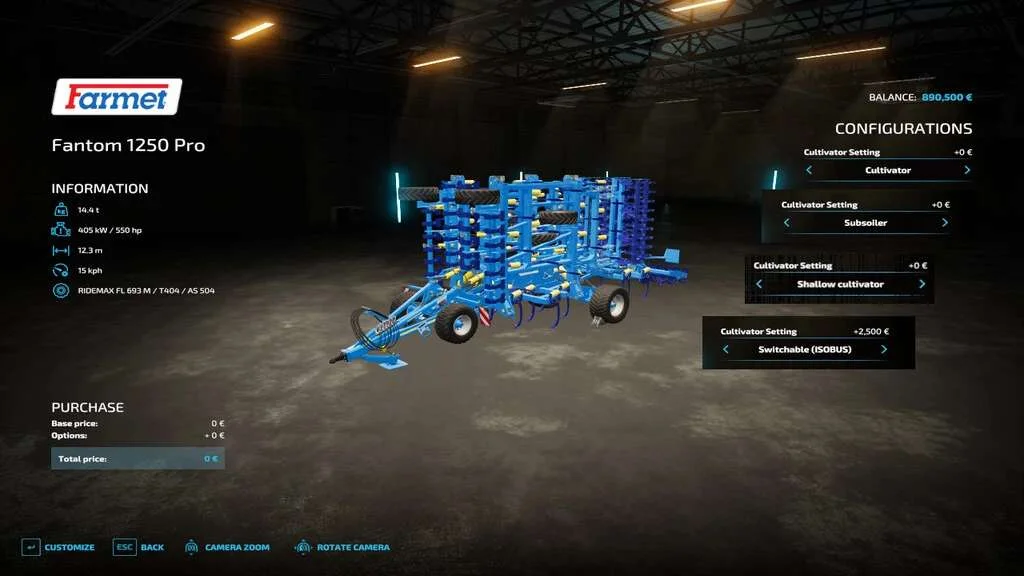 Cultivator Settings v1.0 FS22
