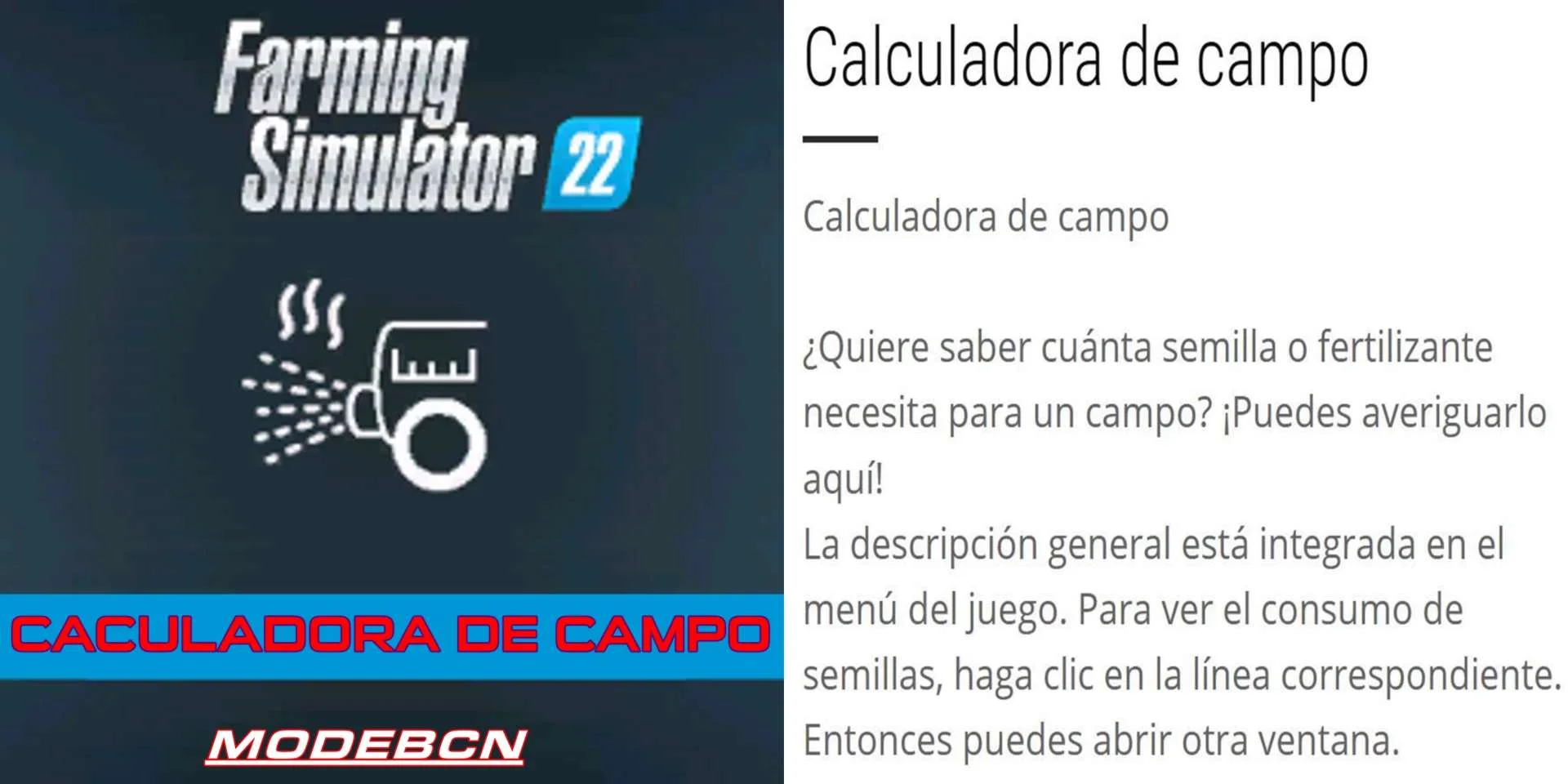 Field Calculator ESPANOL v1.1 FS22 FS22 Mod Free Download