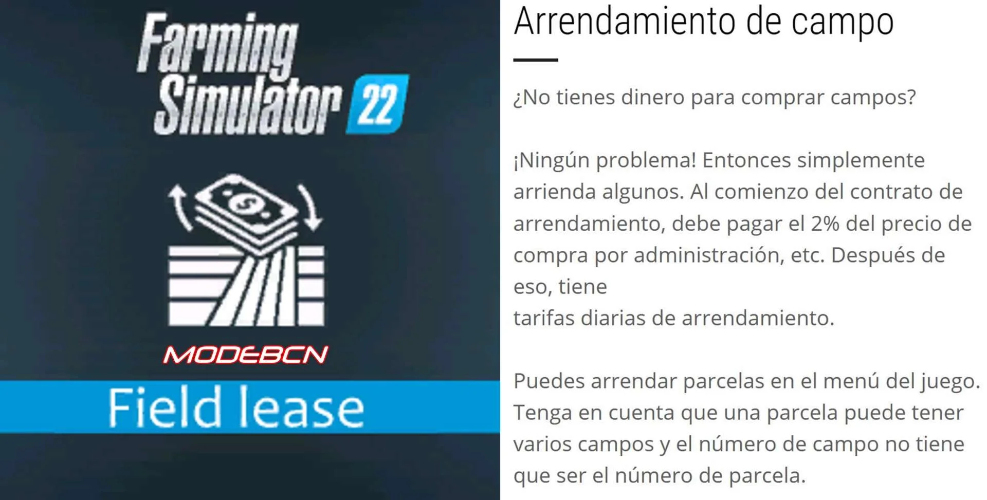 Field Lease ESPANOL v1.1 FS22