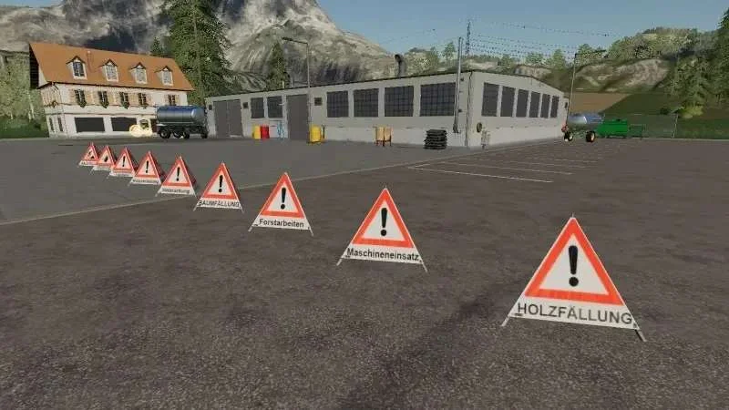 Forest way barrier pyramid signs v1.0 FS22 FS22 Mod Free Download