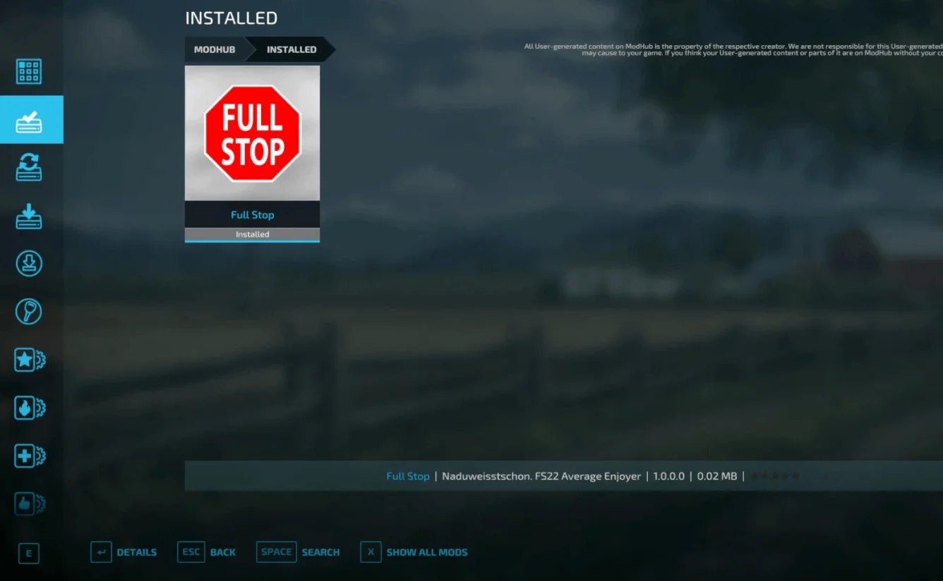 Full Stop mod v1.0 FS22 FS22 Mod Free Download