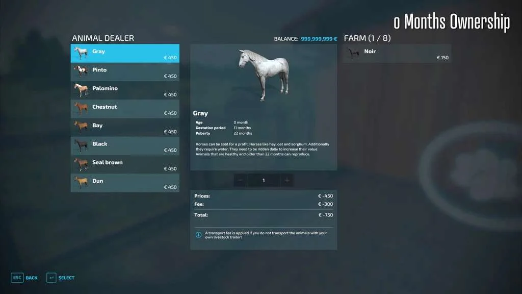 Horse Resell Value v1.0 FS22