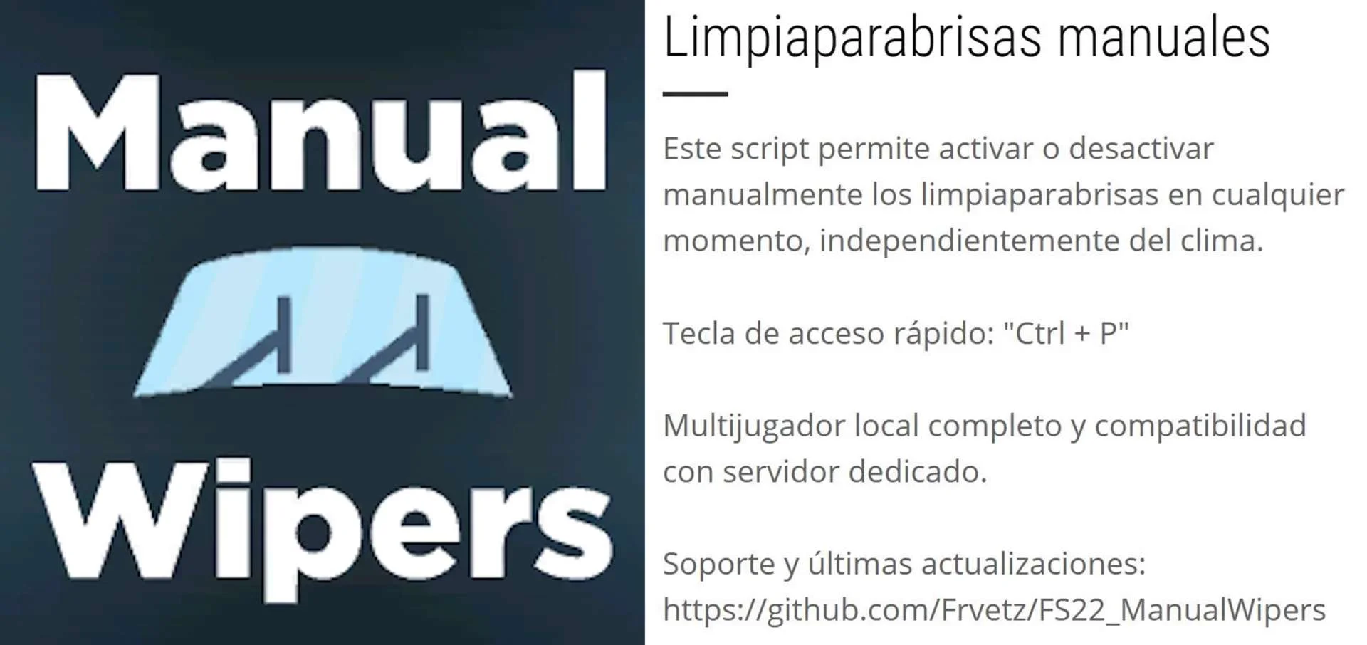 Manual Wipers ESPANOL V1.0 FS22 FS22 Mod Free Download