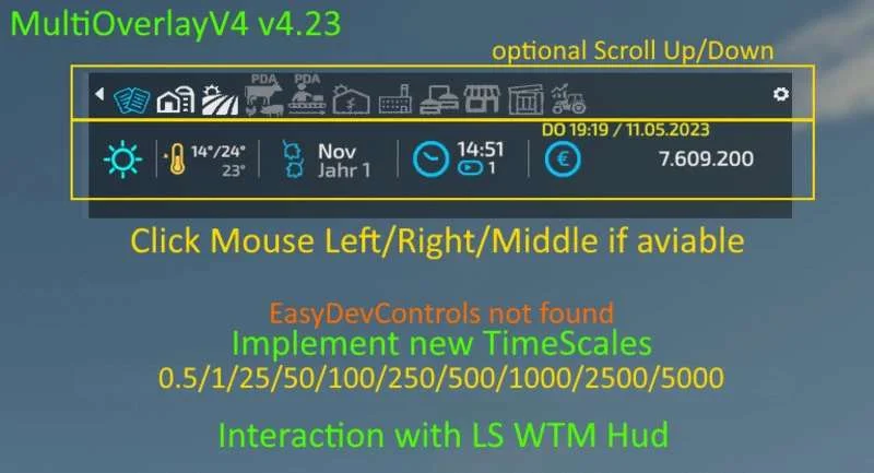 MultiOverlay Hud v4.23 Beta FS22 FS22 Mod Free Download
