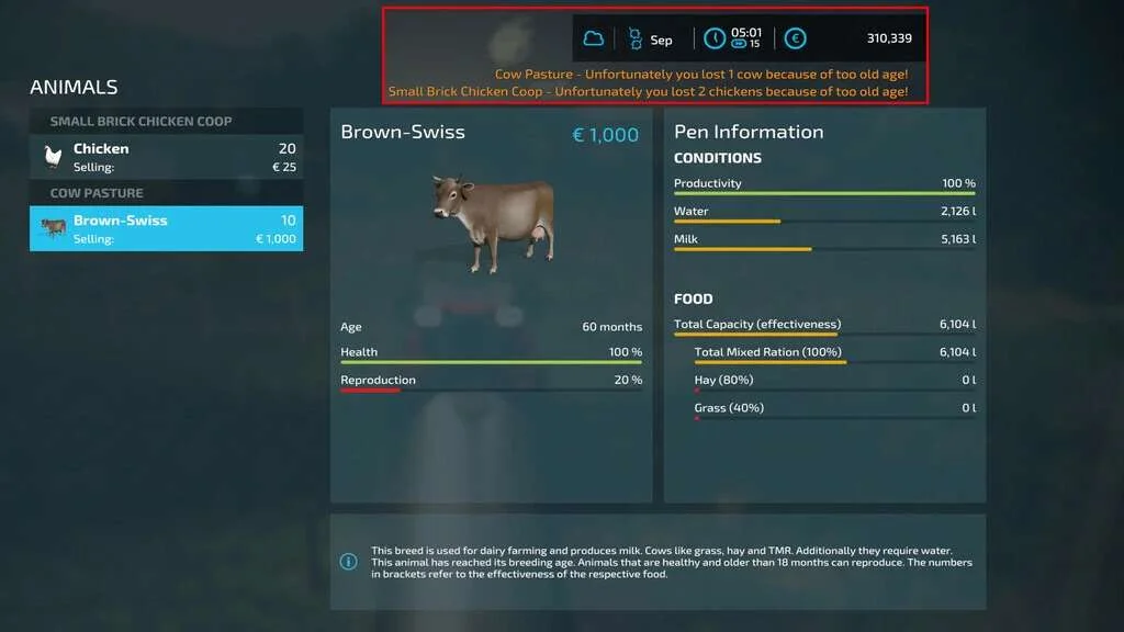Realistic Animal Losses v1.0.1 FS22 FS22 Mod Free Download