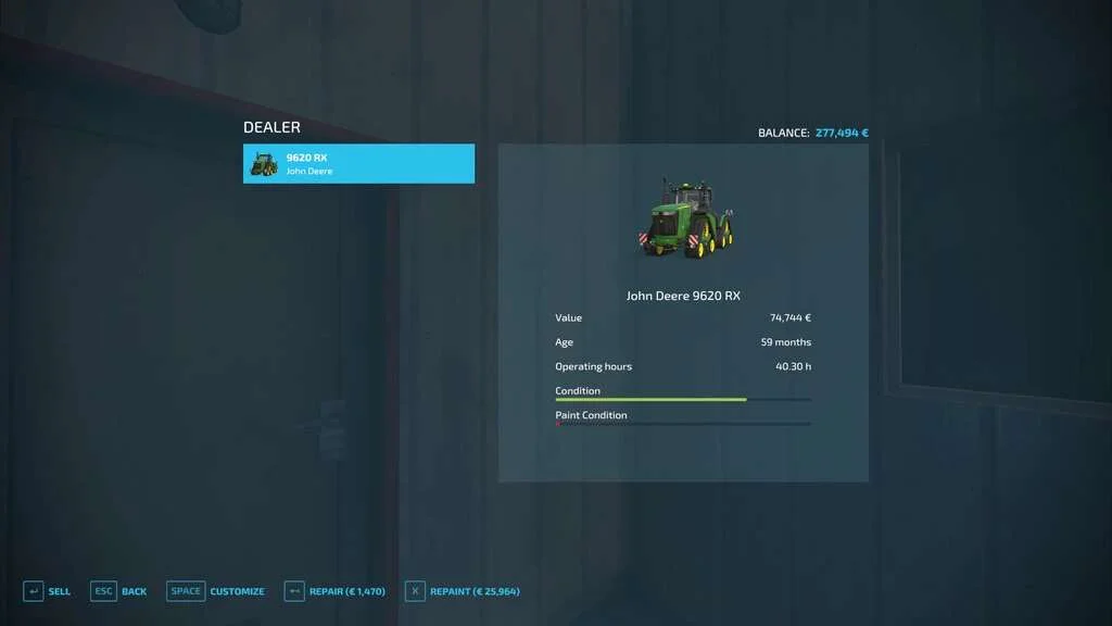 Repair And Paint Settings v1.0.1 FS22 FS22 Mod Free Download