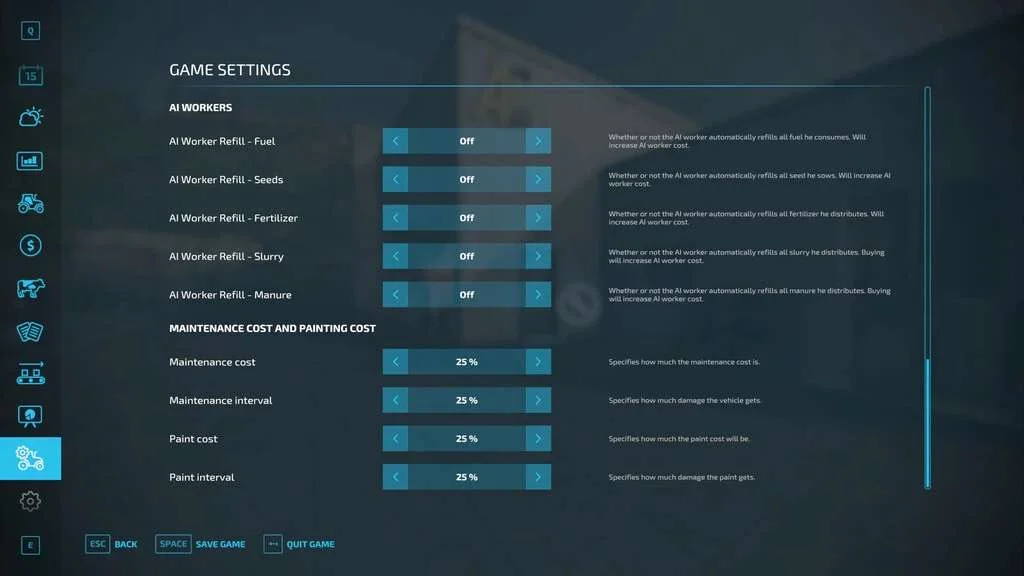 Repair And Paint Settings v1.1 FS22 FS22 Mod Free Download