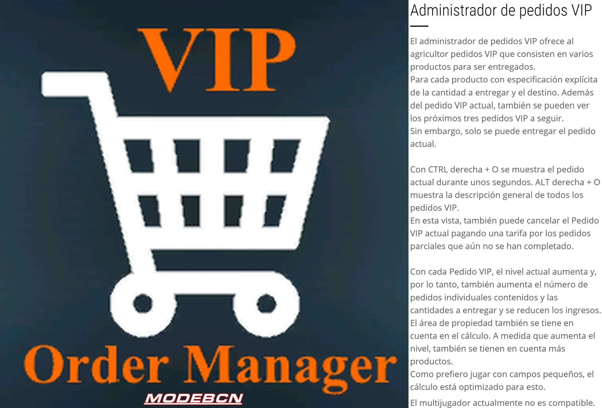 VIP Order Manager VERSIÓN EN ESPAÑOL V1.3.1 FS22 FS22 Mod Free Download