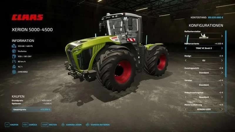 Claas Xerion 5000 v1.0.0.4 FS22 FS22 Mod Free Download