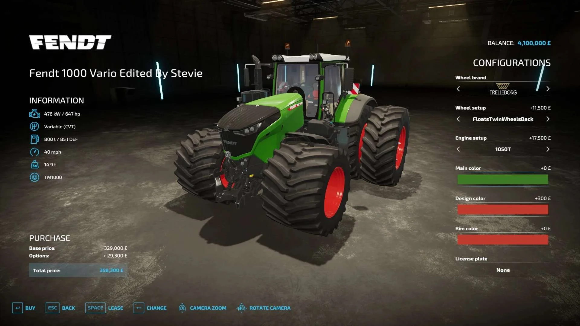 Fendt Vario 1000 By Stevie v1.0 FS22 FS22 Mod Free Download