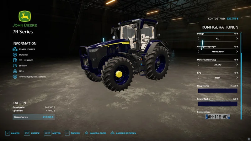 John Deere 7R MultiColor V1.0 FS22 FS22 Mod Free Download