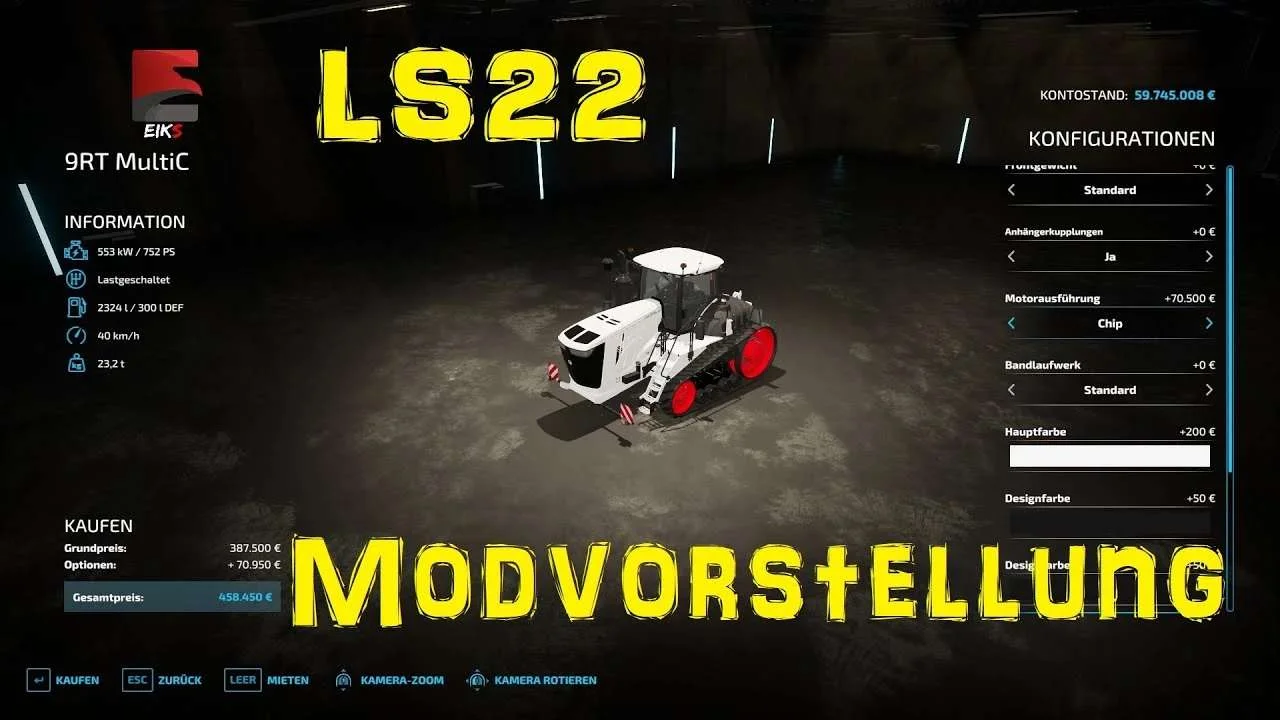 John Deere 9RT MultiC by Eiks v1.0 FS22 FS22 Mod Free Download