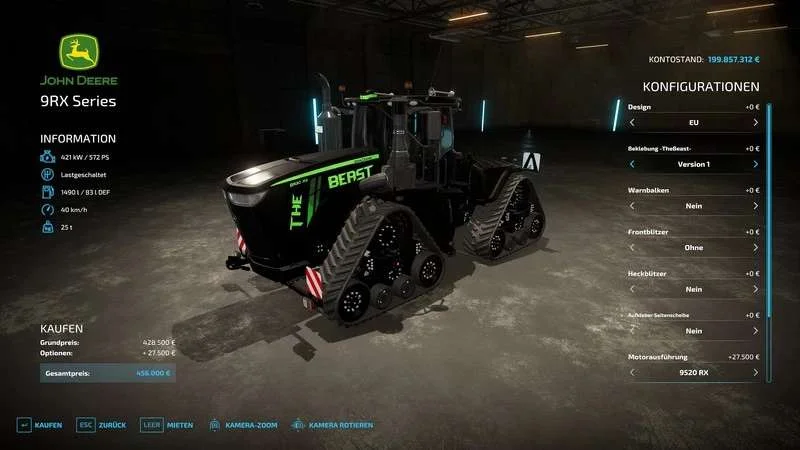 John Deere 9RX TheBeast v1.1 FS22 FS22 Mod Free Download