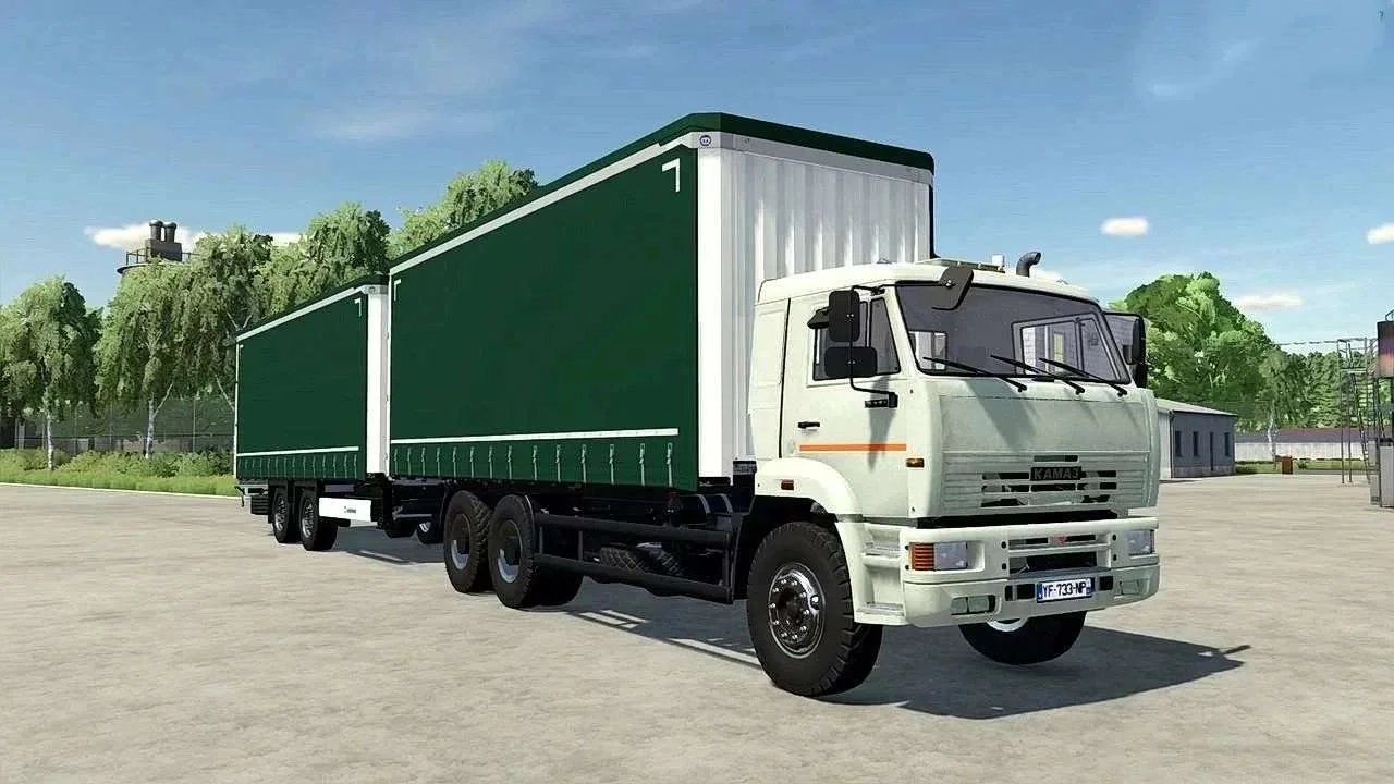 KAMAZ 6520 Curtain+Tandem Trailer v1.0 FS22