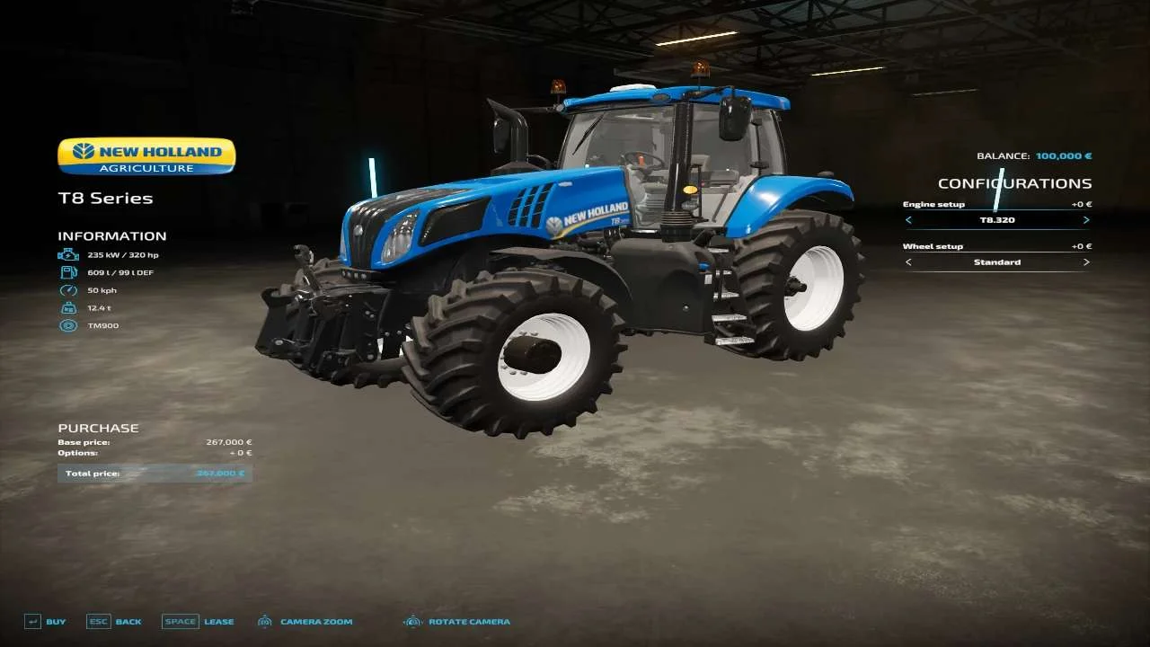 New Holland T8 v1.0 FS22 FS22 Mod Free Download