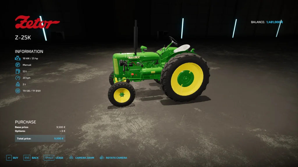 ZETOR 25K John Deere colors V1.0 FS22 FS22 Mod Free Download